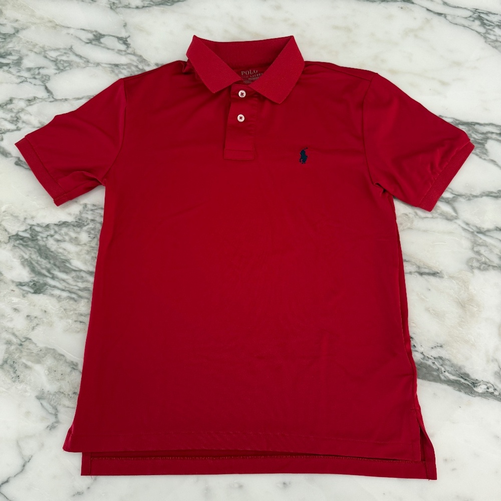 Polo Ralph Lauren Red Polyester Boys Short sleeve Polo‎ shirt, Sz 10-12